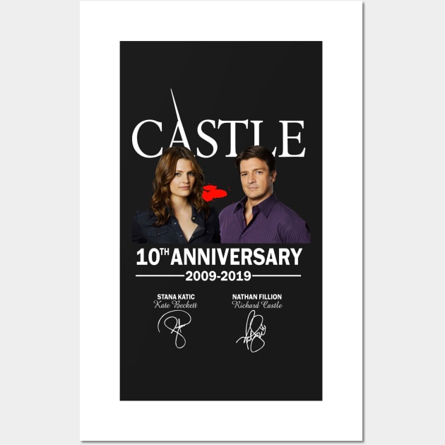 Castle, 10th, Anniversary, 2009, 2019, Stana, Katic, Kate, Beckett, Nathan, Fillion, Richard Wall Art by VEQXAX